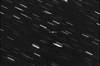 Gianluca Masi of the Virtual Telescope Project captured this image of the potentially hazardous asteroid 1998 HL1 on Oct. 23, 2019, at 1:41 p.m. EDT (1741 GMT), when the asteroid was about 4.1 million miles (6.6 million kilometers) away from Earth. The image comes from a single 300-second exposure captured remotely using the Virtual Telescope Project’s Elena telescope. The telescope tracked the asteroid’s movement, so the asteroid appears as a white dot in front of a background of star trails. 