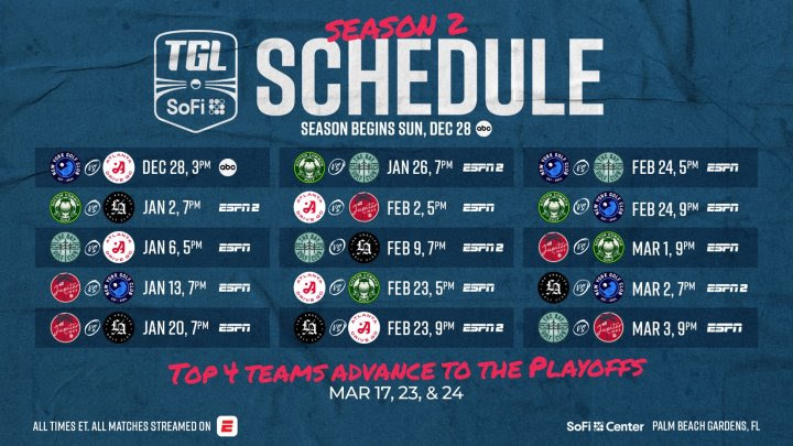 TGL season two schedule