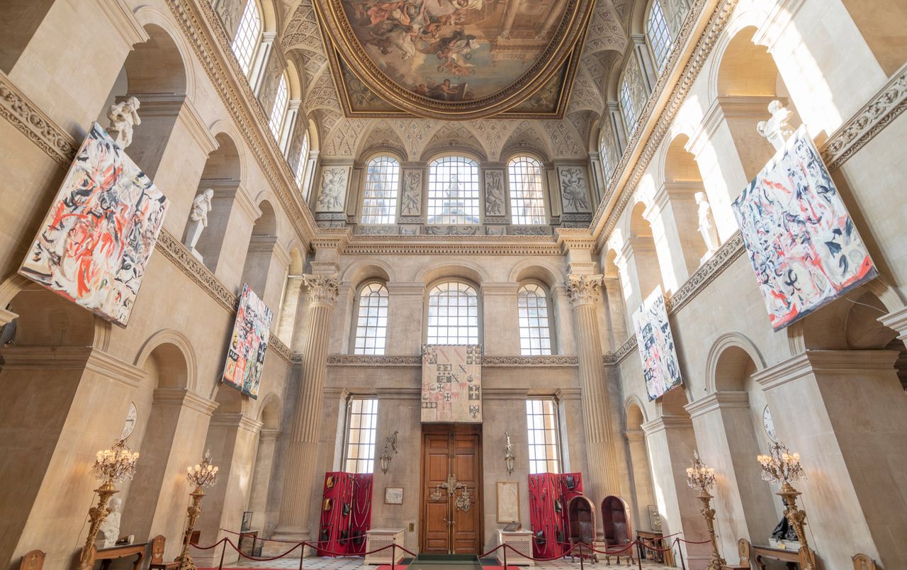 exhibition view in the Great Hall of Blenheim Palace