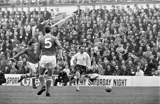 Jimmy Greaves (centre) in action for Tottenham against Nottingham Forest in the FA Cup semi-finals in April 1967.