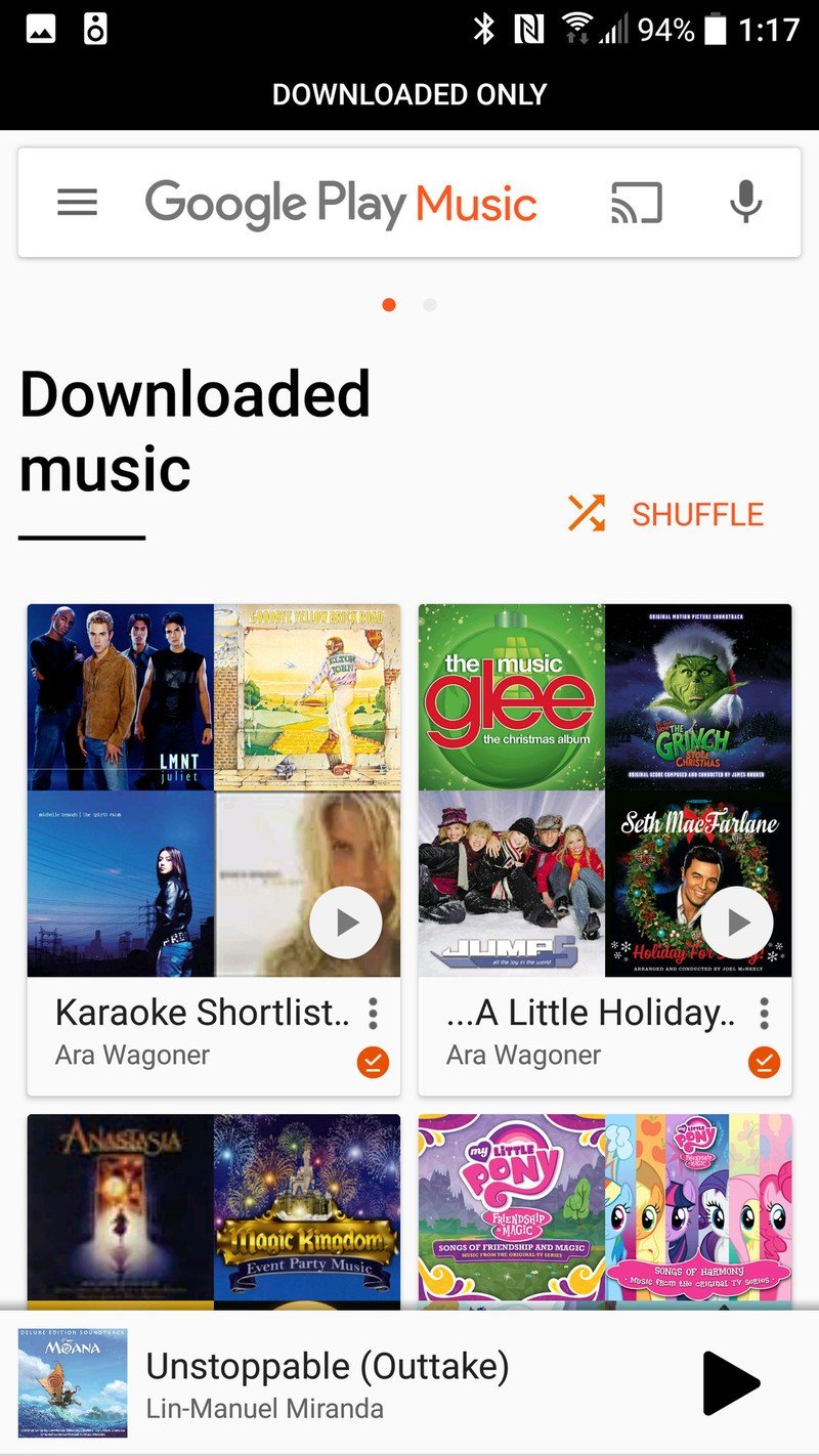 Downloaded playlists and shuffle