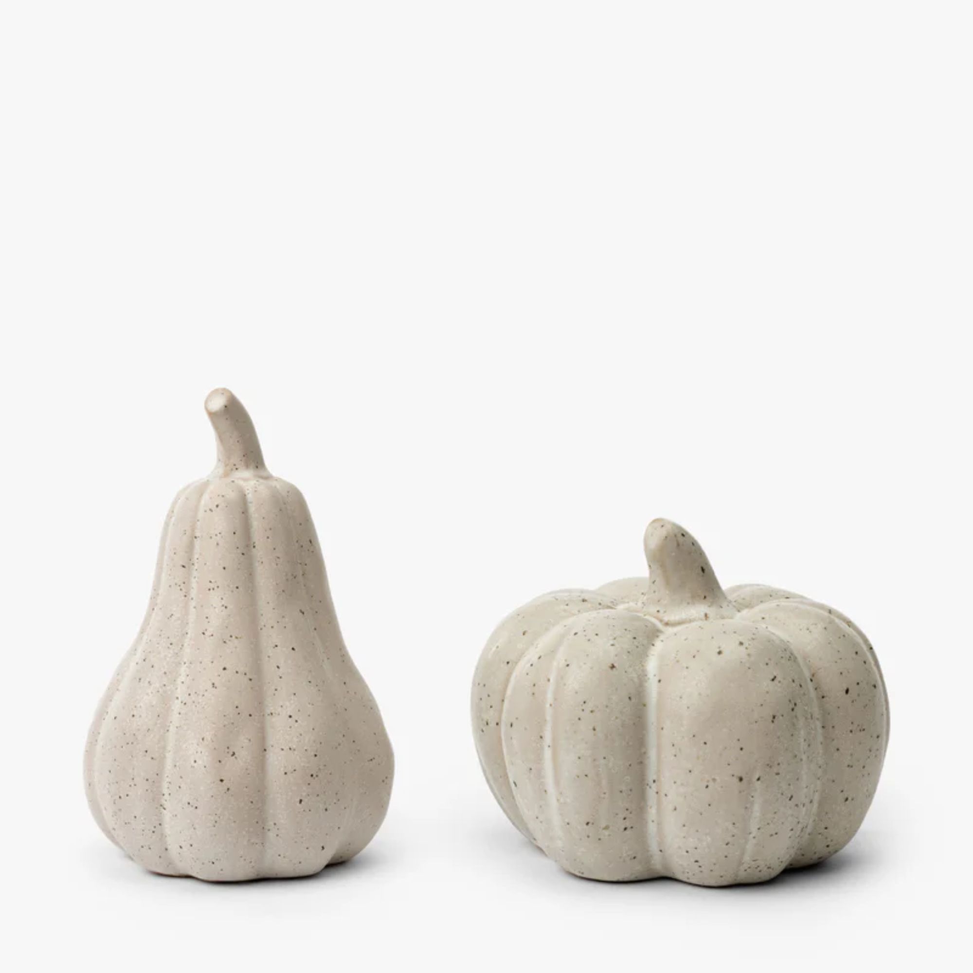 Cream mini stoneware pumpkin and gourd set