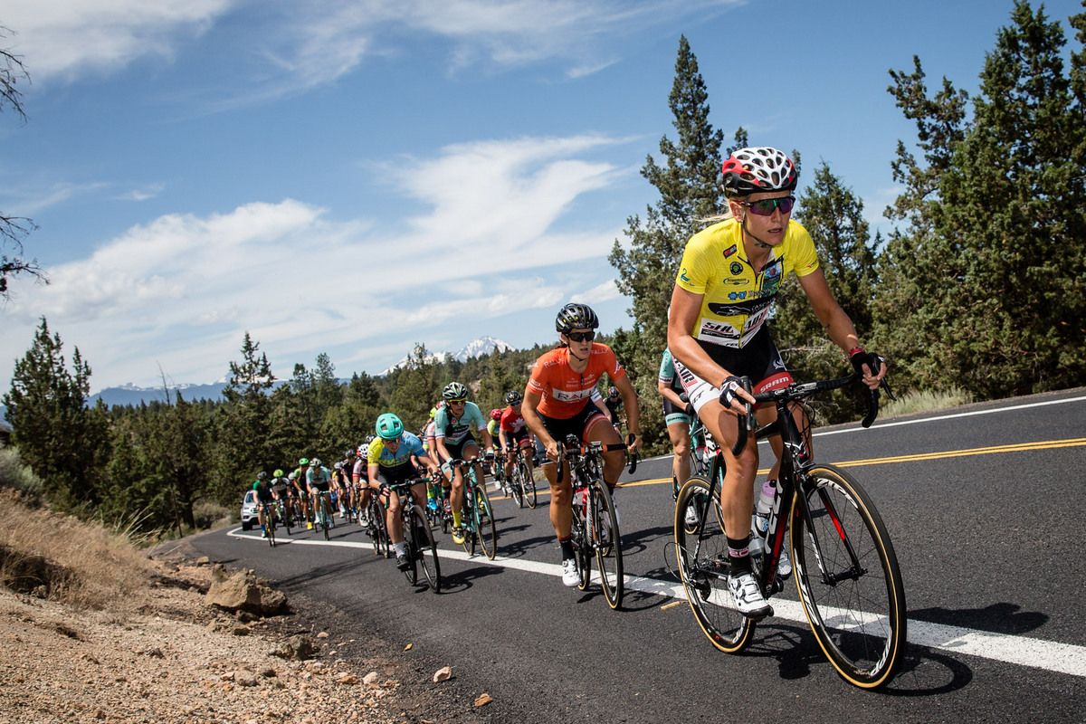 Allie Dragoo (Twenty20) heads up the feed zone climb