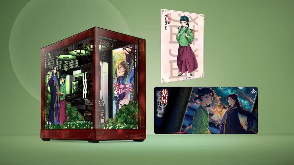 Official marketing image of the Starforge Systems Apothecary Diaries gaming PC.