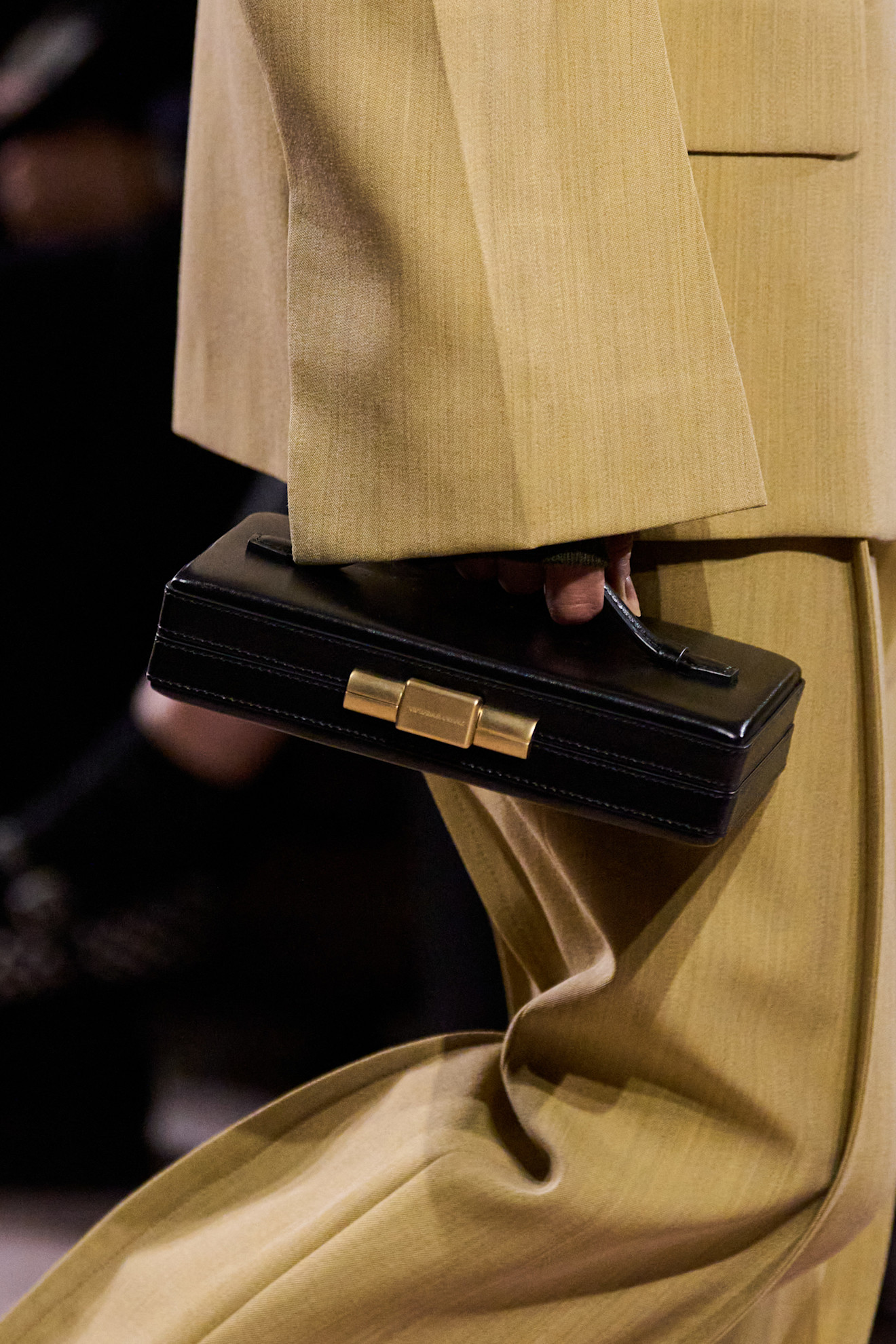 Model walking Victoria Beckham runway during Paris Fashion Week.