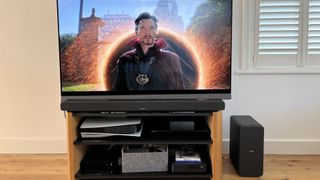 Denon DHT-S517 review: soundbar by a living room TV
