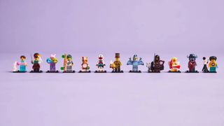 Lego Series 27 minifigures on a purple background