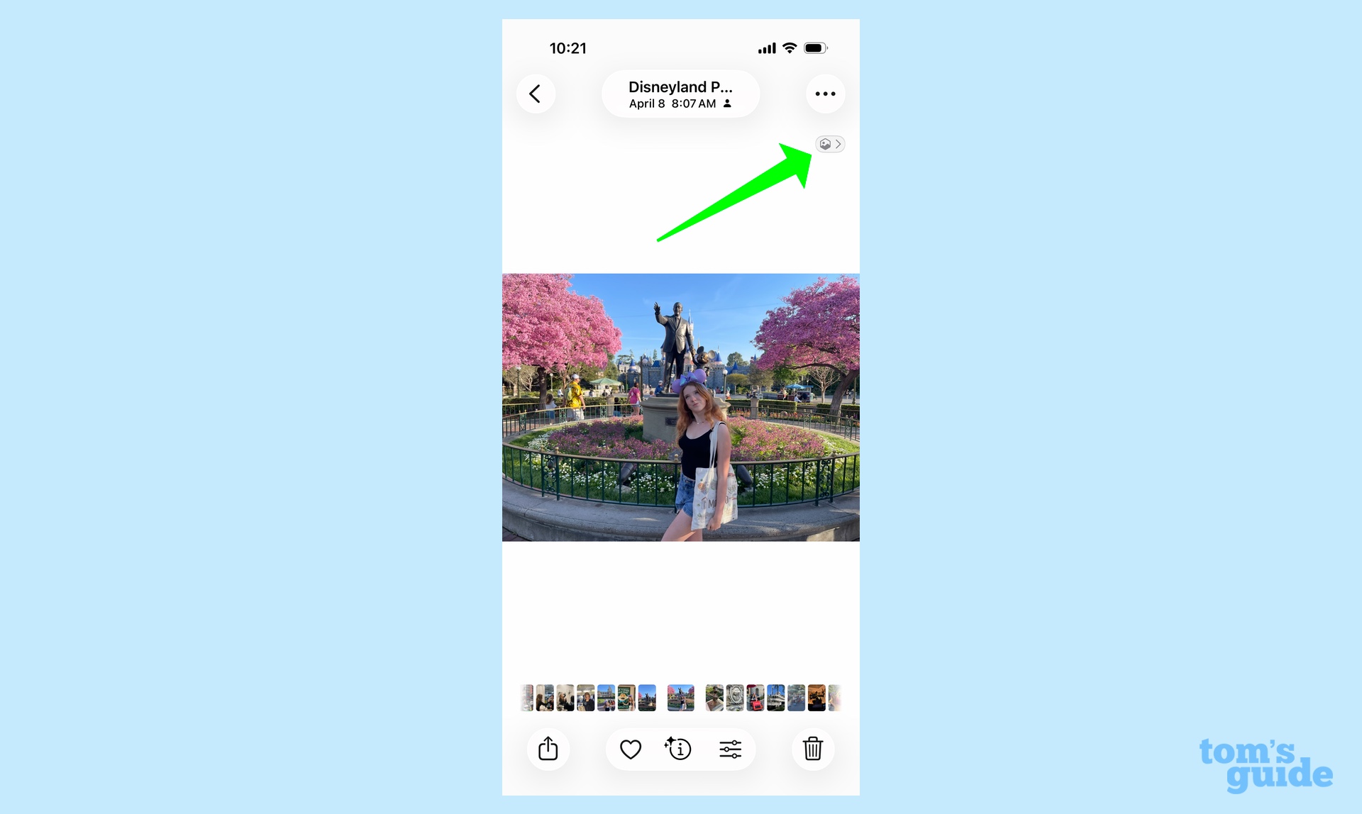 tap the spatial scene icon to convert photos