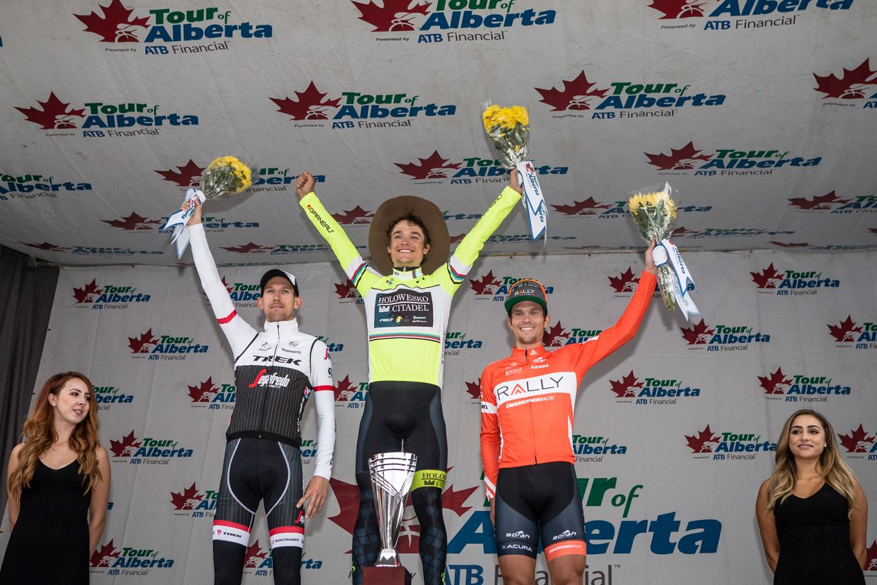 The top three overall in GC: Bauke Mollema, Robin Carpenter and Evan Huffman