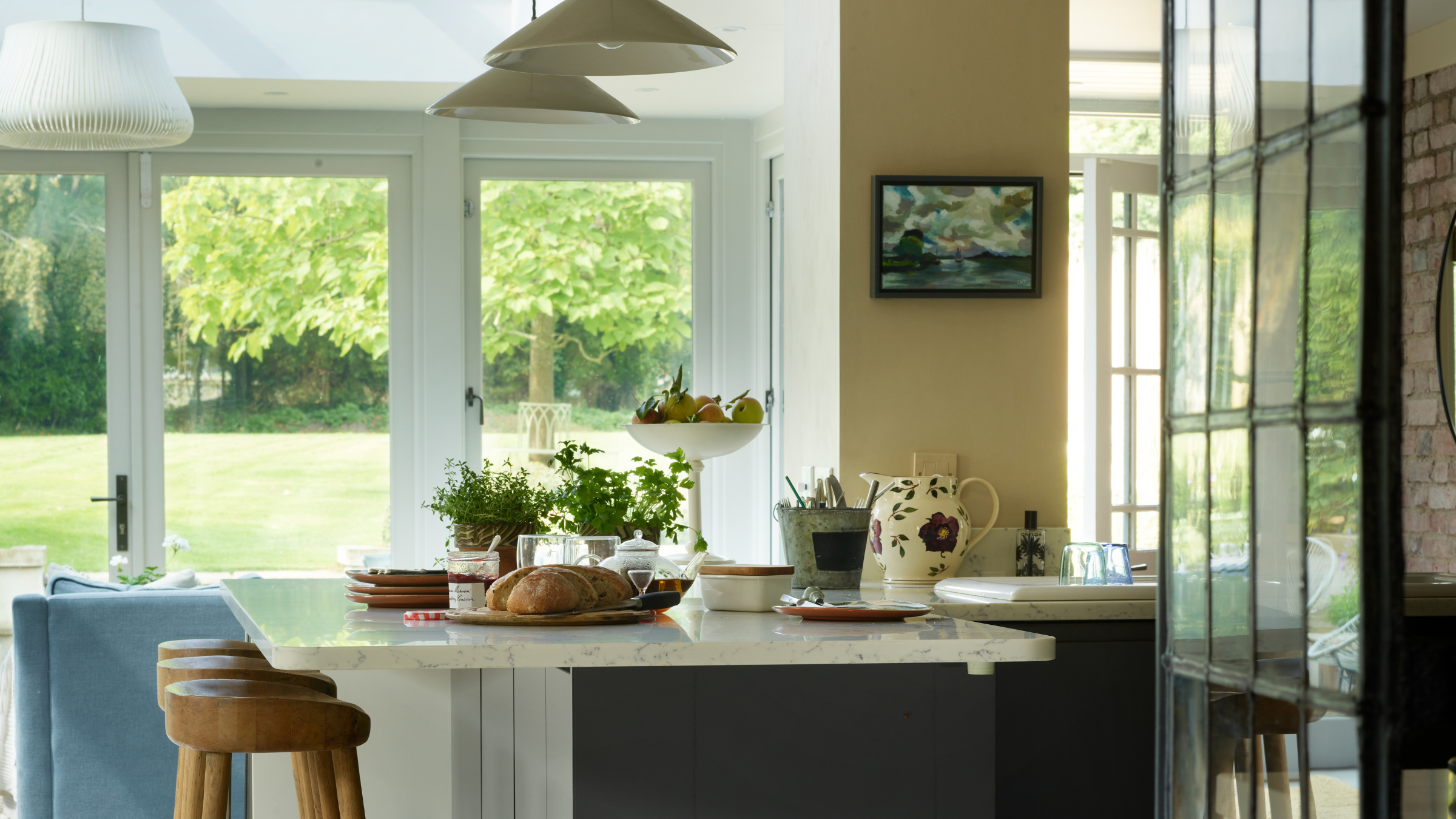 Airy kitchen dining area.