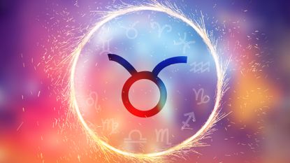 Taurus symbol on colorful background.