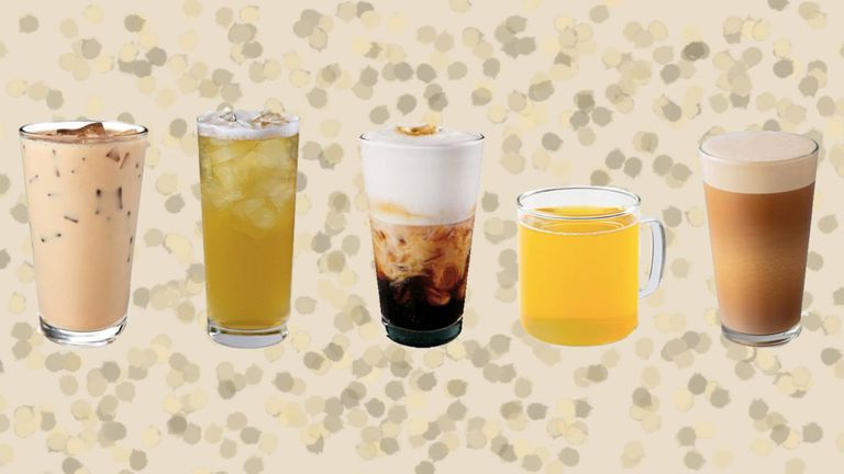 Collection of low calorie Starbucks drinks
