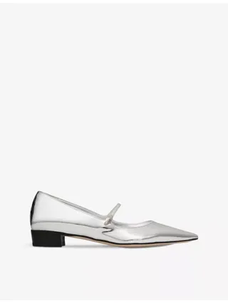 Carolyn Metallic Flat Patent-Leather Pumps