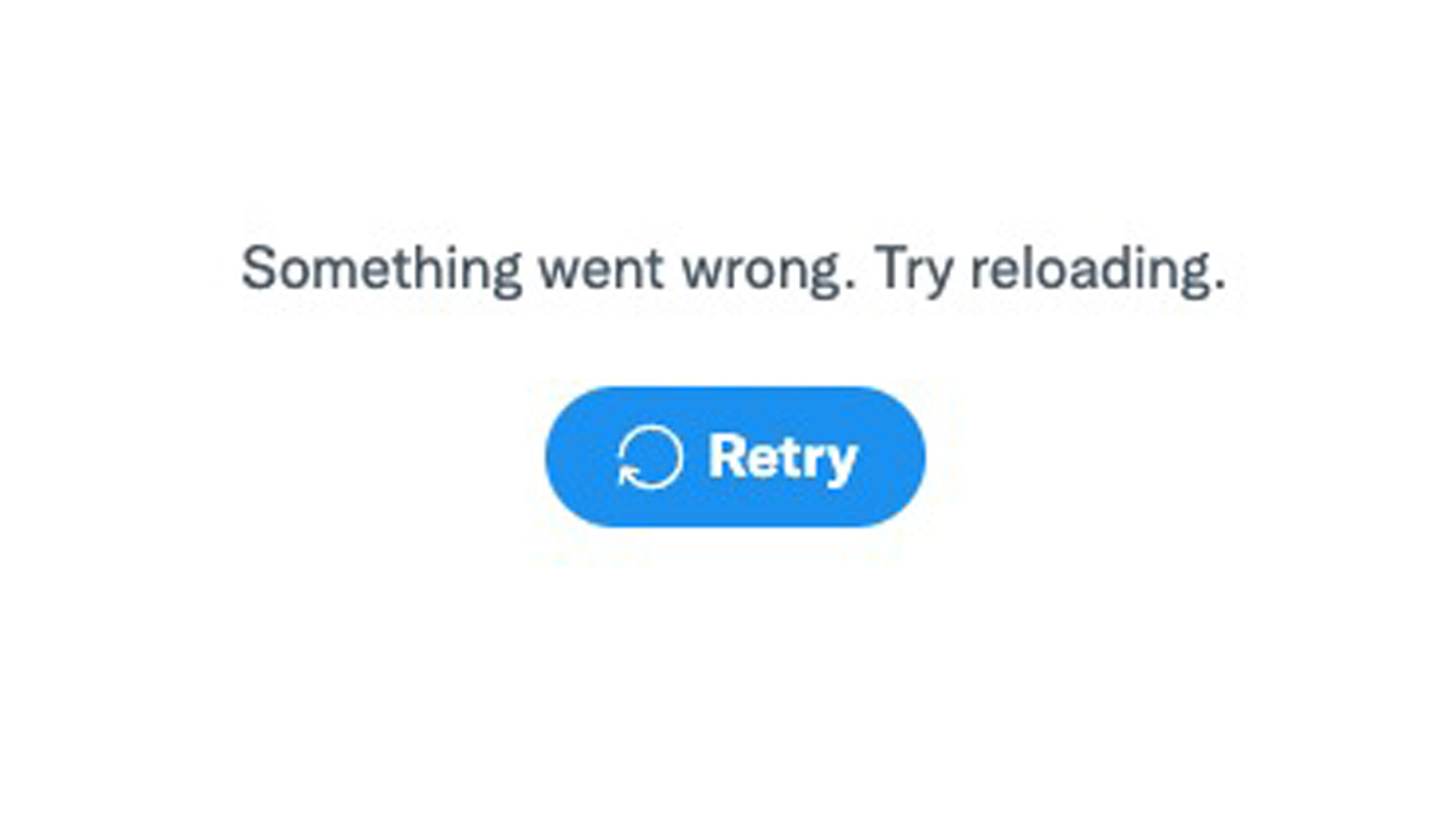 A Twitter error message