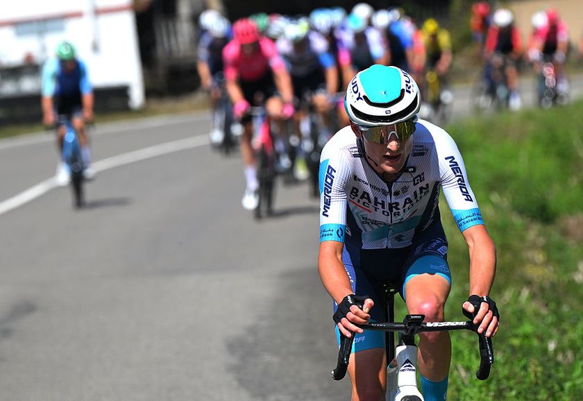 LA FARRAPONA. LAGOS DE SOMIEDO, SPAIN - SEPTEMBER 06: Finlay Pickering of Great Britain and Team Bahrain - Victorious attacks during the La Vuelta - 80th Tour of Spain 2025, Stage 14 a 135.9km stage from Aviles to La Farrapona. Lagos de Somiedo 1711m / #UCIWT / on September 06, 2025 in La Farrapona. Lagos de Somiedo, Spain. (Photo by Tim de Waele/Getty Images)