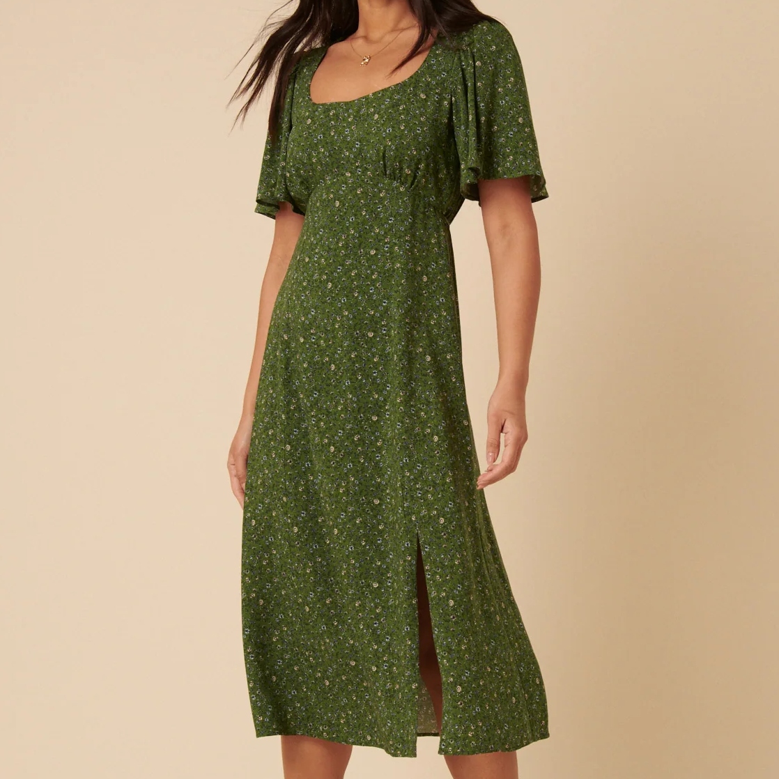 Nobody's Child Green Ditsy Dress