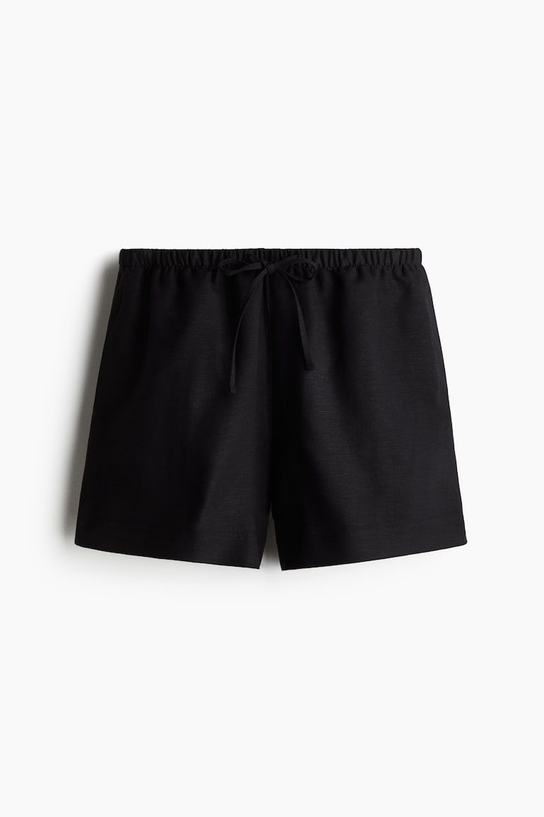 Linen-Blend Drawstring Shorts