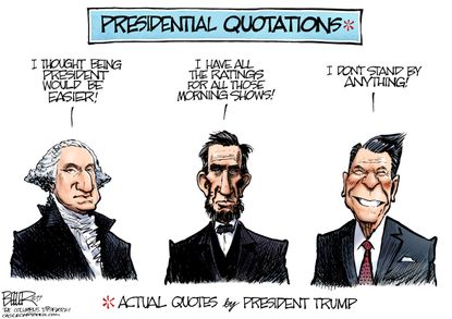 Political Cartoon U.S. Trump George Washington Abraham Lincoln Ronald Reagan