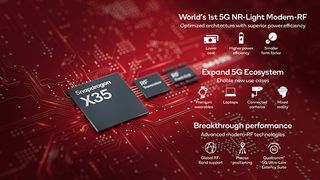 Graphic detailing the Snapdragon X35 modem's benefits