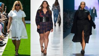 three women on the runway: Christian Siriano / Lane Bryant / Addition Elle / Melbourne Fashion festival