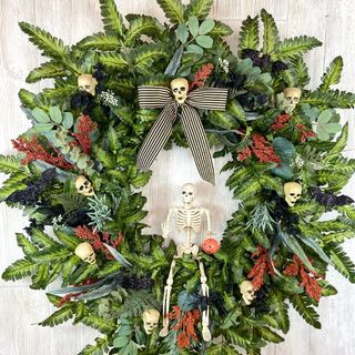 Halloween skeleton wreath