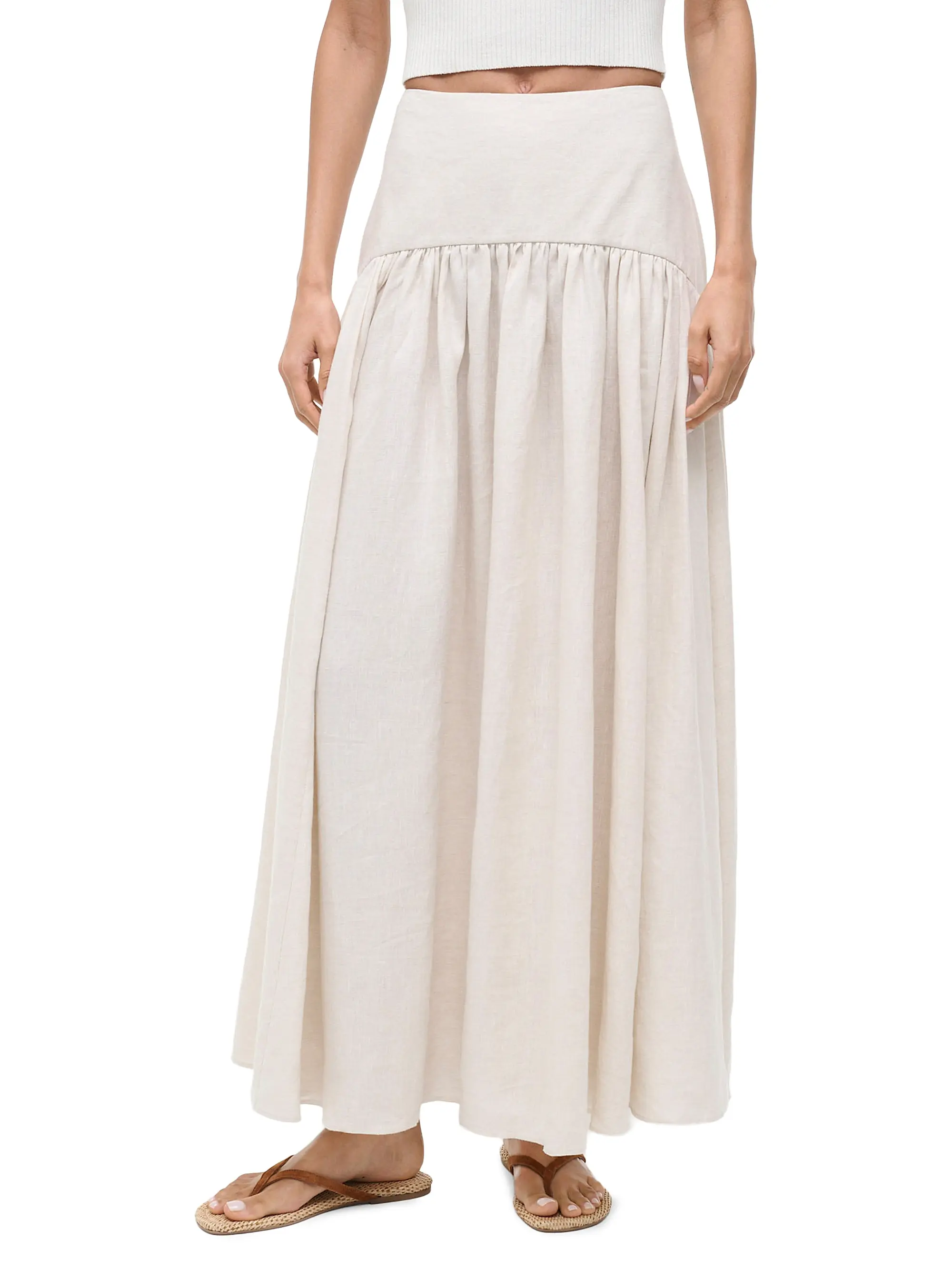 Procida Drop-Waist Linen Maxi Skirt