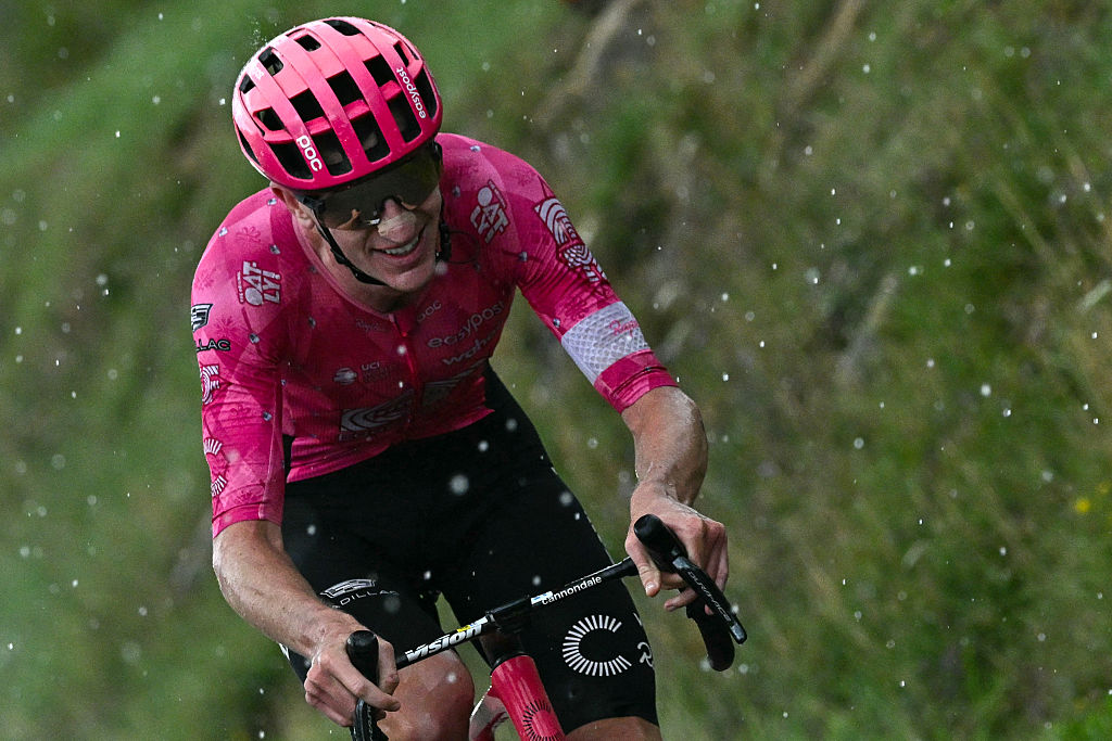 EF Education - EasyPost team's Australian rider Harry Sweeny cycles in a breakaway during the 20th stage of the 112th edition of the Tour de France cycling race, 184.2 km between Nantua and Pontarlier, in the Jura, eastern France, on July 26, 2025. (Photo by Loic VENANCE / AFP)
