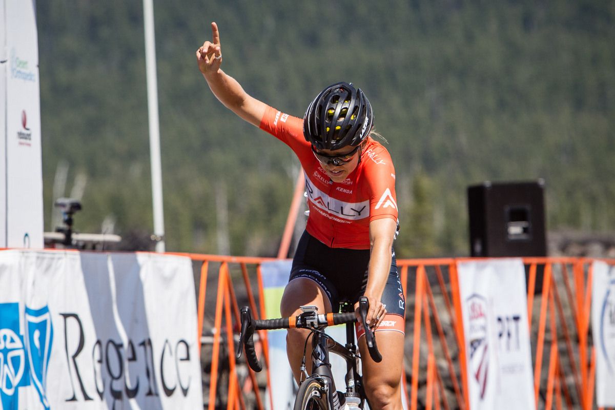 Kirsti Lay (Rally) crosses the line in first place
