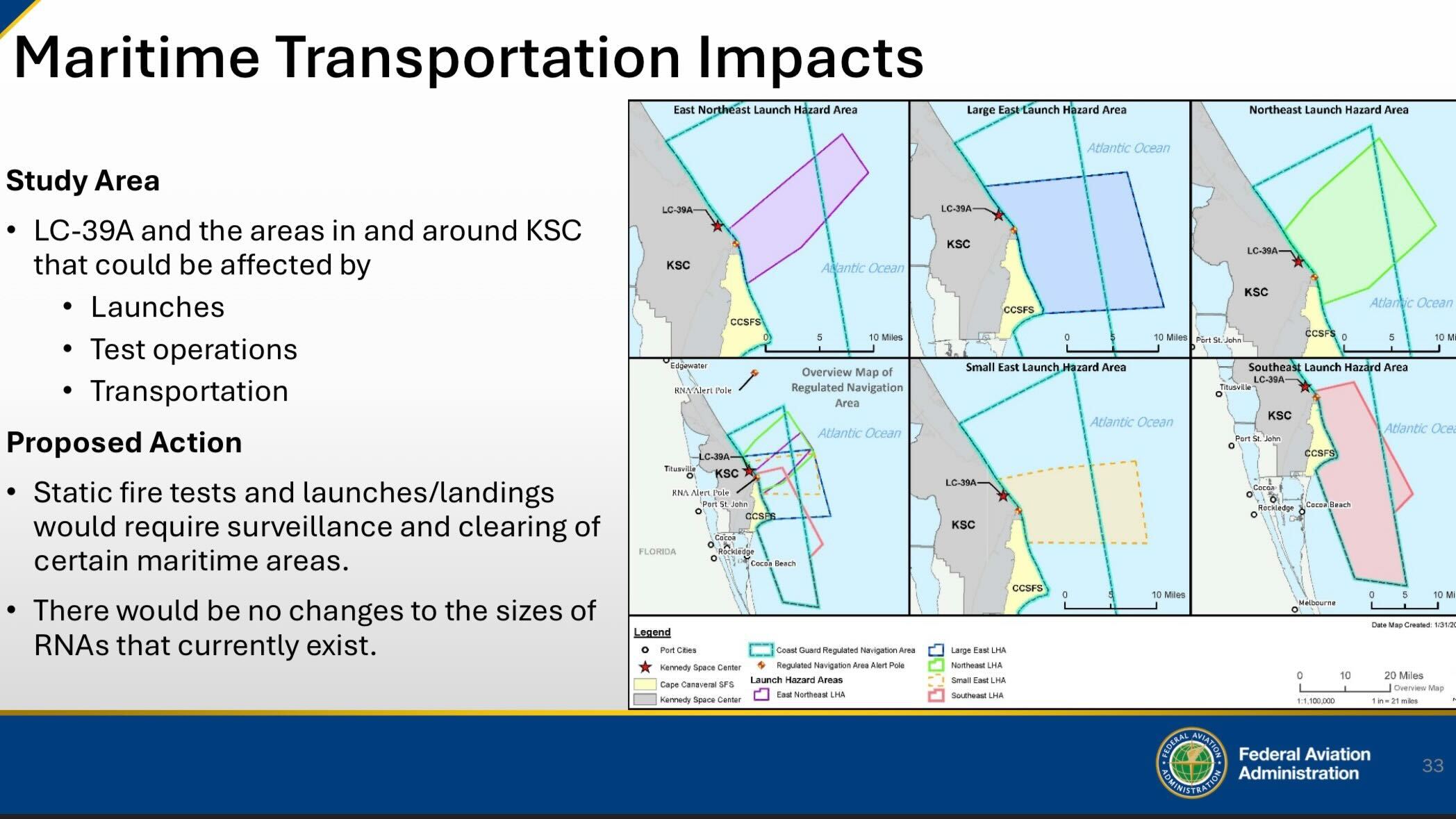 A presentation slide showing info about Starship launches from Florida.