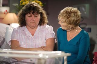 When Shirley visits the new mum, she wastes no time in trying to find out the identity of baby George's dad. But she leaves disappointed.