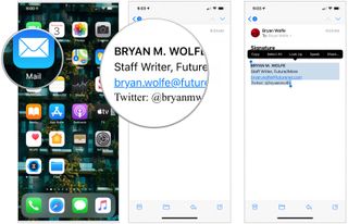 To create a rich HTML email signature for your iPhone or iPad, tap on the Mail app on your device, then choose the email message you just sent to yourself. Select the signature in the email, then tap