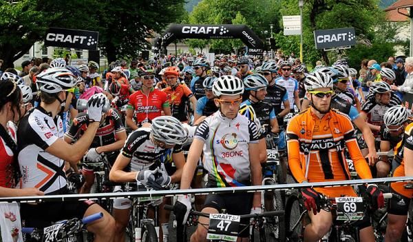 Riders await the start of Trans Germany stage 2 in Pfronten