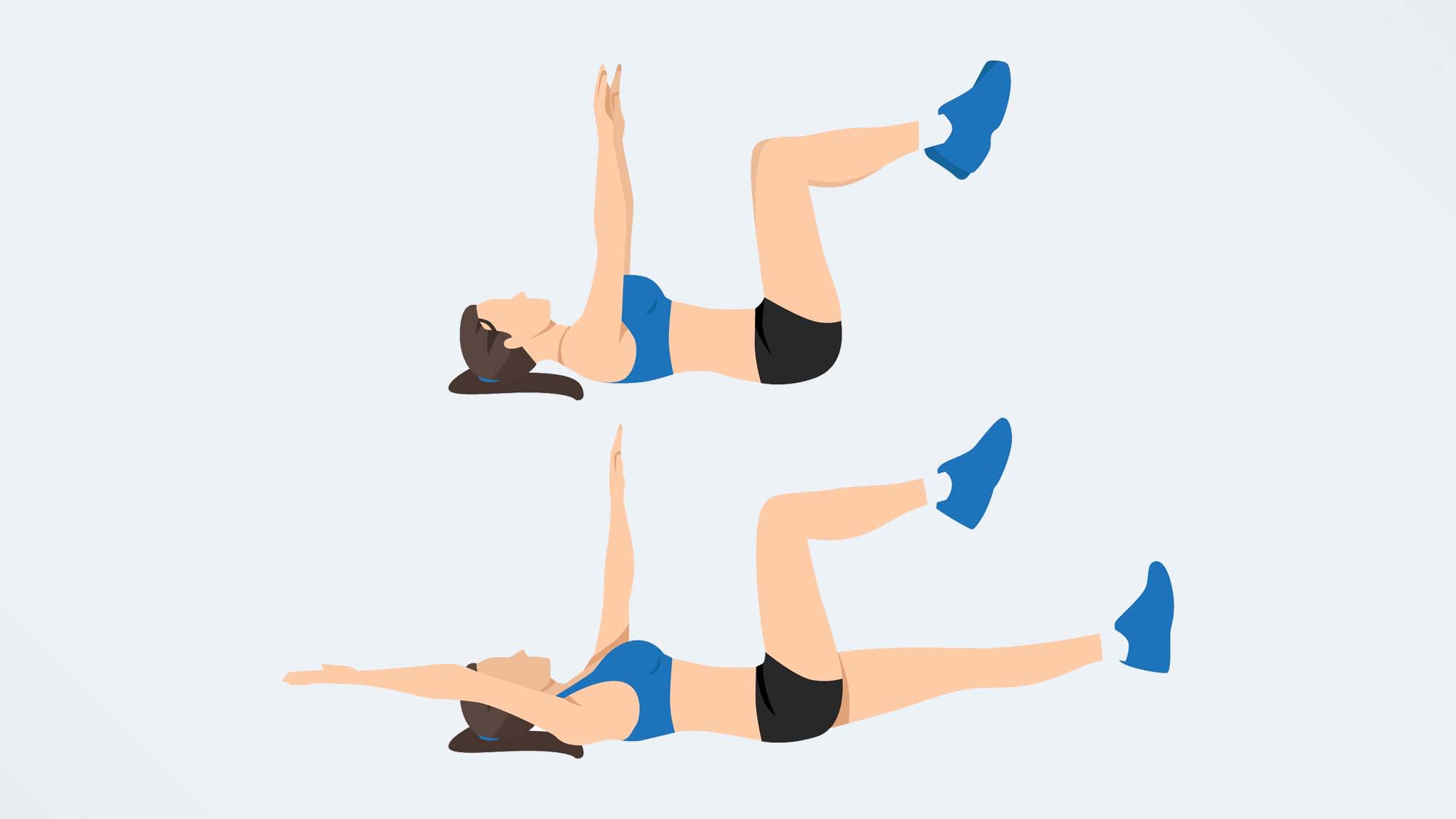 an illo of a woman doing a dead bug exercise