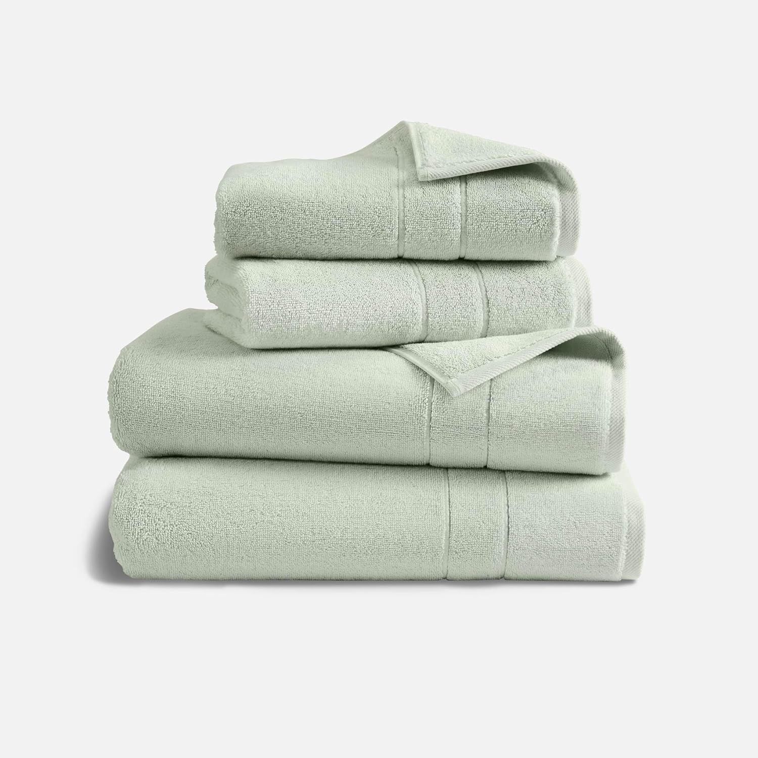 Brooklinen, Brooklinen Super-Plush Turkish Cotton Bath Towel Set - 2 Bath Towels + 2 Hand Towels Cotton, 820 Gsm, Highly Absorbent, Machine Washable, Perfect for Home & Bathroom (aloe Green)