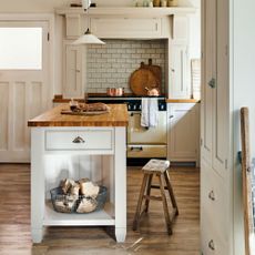 Country-style kitchen with butcher's block island