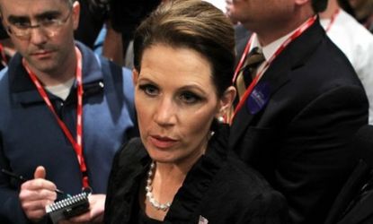 Rep. Michele Bachmann says CBS News' Scott Pelley, who moderated Saturday's foreign policy-focused GOP debate, unfairly limited the Minnesotan's airtime. 