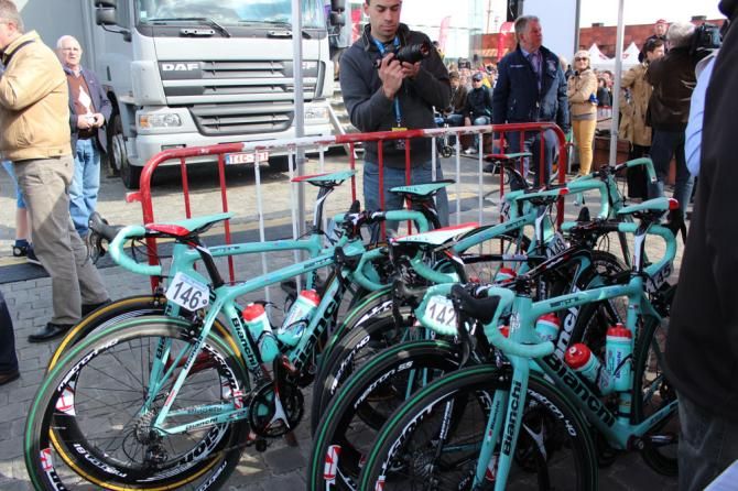 Androni Giocattoli's Bianchi's await their riders