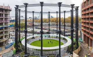 Gasholder Park by Bell Phillips Architects.