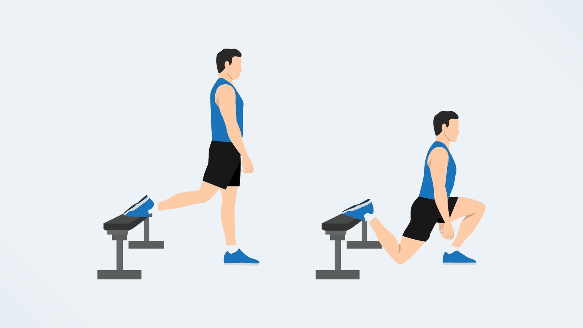 an illo of a man doing a bulgarian split squat