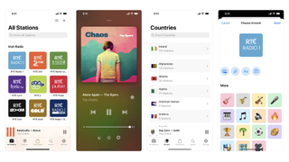 Screenshots from the Apple App Store of the Broadcasts radio app