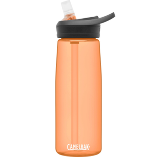 Orange Camelbak Eddy+ water bottle on white background