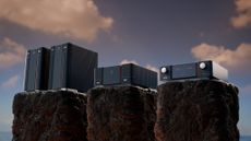 The Mark Levinson 600 Series of amplifiers and pre-amplifier on top of rocks