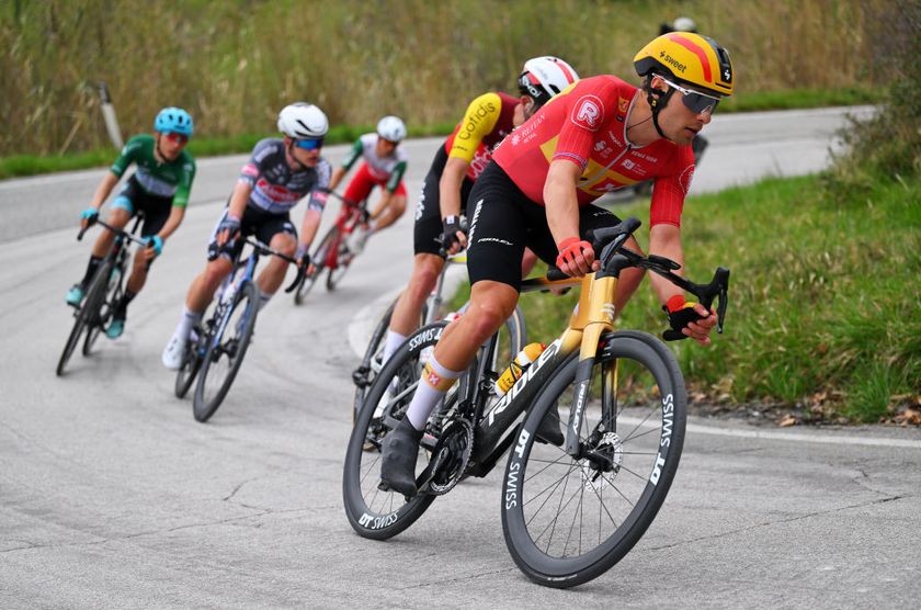 PERGOLA ITALY MARCH 14 Fredrik Dversnes of Norway and Team UnoX Mobility competes in the breakaway during the 60th TirrenoAdriatico 2025 Stage 5 a 205km stage from Ascoli Piceno to Pergola UCIWT on March 14 2025 in Pergola Italy Photo by Tim de WaeleGetty Images