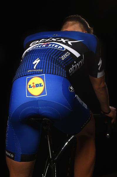 The 2016 Etixx - Quick-step team kit modelled by Marcel Kittel