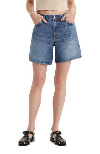 Baggy High Waist Mid Thigh Denim Shorts