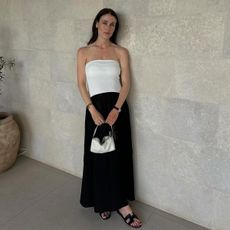 @annabelrosendahl classic outfit strapless dress hermes oran sandals