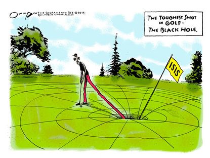 Obama cartoon world ISIS golf