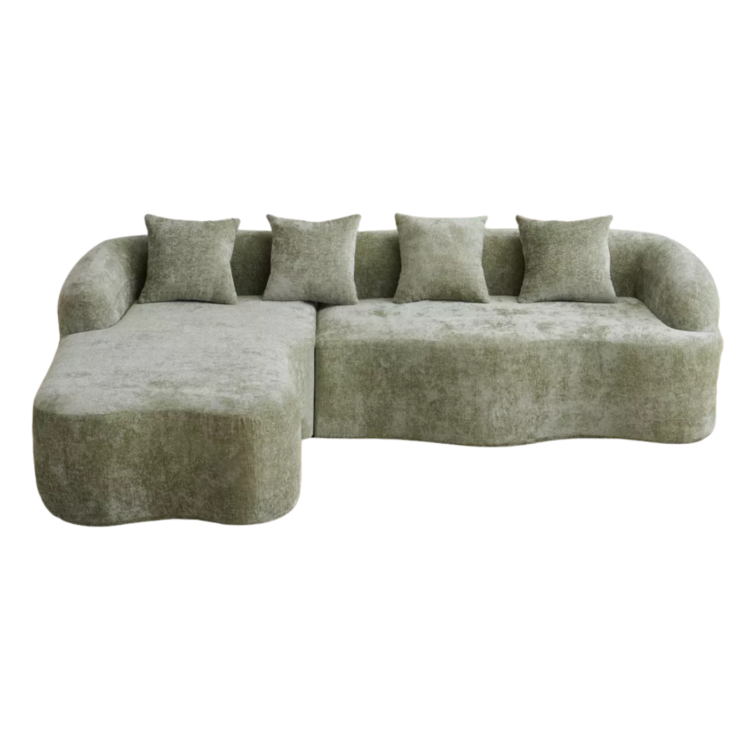 Vasip L-Shaped Sectional Sofa,green Chenille Modular Couch &amp;ndash; High-Density Foam, Space-Saving Design for Apartment U0026 Living Room