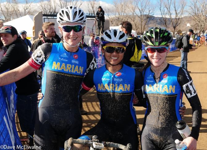 Some of the Marian finishers (L to R) Allie Dragoo, Coryn Rivera, Kaitie Antonneau