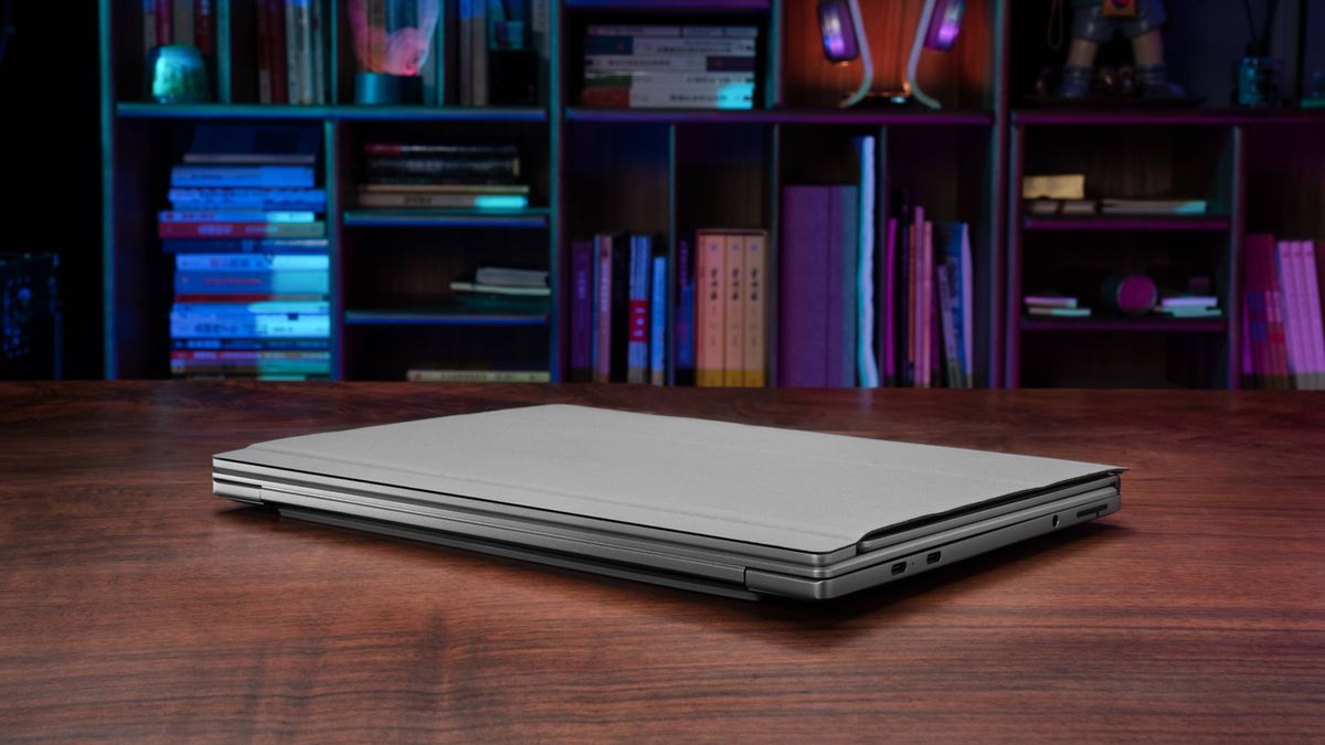 Lenovo ThinkBook Flip AI PC Concept closed on table